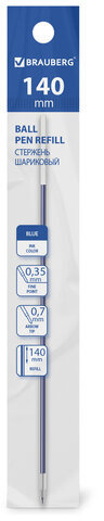 Стержень шариковый BRAUBERG "BP-GT", 140 мм, СИНИЙ, евронаконечник 0,7 мм, линия письма 0,35 мм, 170394