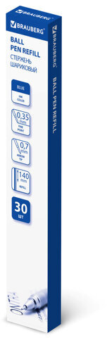 Стержень шариковый BRAUBERG "BP-GT", 140 мм, СИНИЙ, евронаконечник 0,7 мм, линия письма 0,35 мм, 170394
