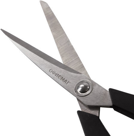 Ножницы ОФИСМАГ "Soft Grip", 216 мм, резиновые вставки, черно-красные, 3-х сторонняя заточка, в картонная упаковка с европодвесом, 231523