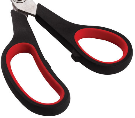 Ножницы ОФИСМАГ "Soft Grip", 216 мм, резиновые вставки, черно-красные, 3-х сторонняя заточка, в картонная упаковка с европодвесом, 231523