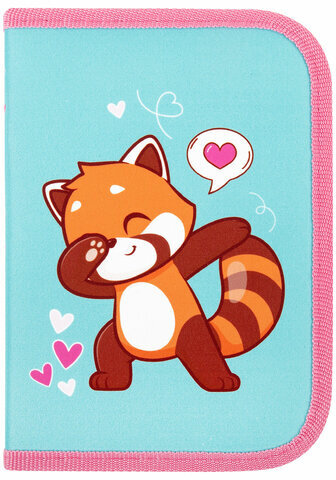 Пенал ПИФАГОР, 1 отделение, полиэстер, 19х13 см, "Red panda", 272283