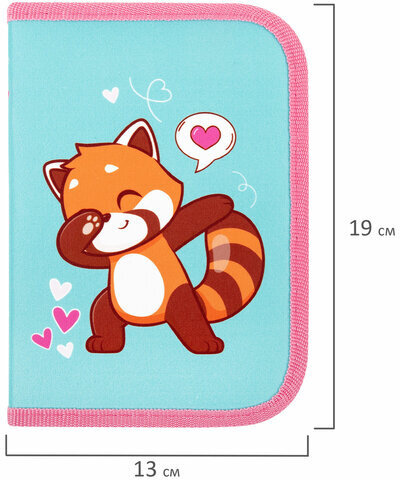 Пенал ПИФАГОР, 1 отделение, полиэстер, 19х13 см, "Red panda", 272283