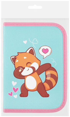 Пенал ПИФАГОР, 1 отделение, полиэстер, 19х13 см, "Red panda", 272283