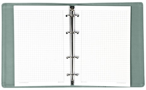 Тетрадь на кольцах А5 (180х220 мм), 120 листов, под кожу, BRAUBERG "Joy", бирюзовый/серо-голубой, 129993