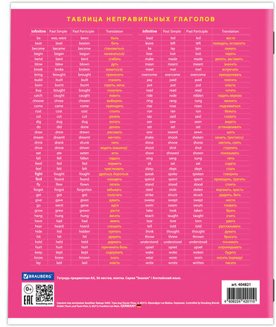 Тетрадь предметная "ЗНАНИЯ" 36 л., обложка мелованная бумага, АНГЛИЙСКИЙ ЯЗЫК, клетка, подсказ, BRAUBERG, 404821