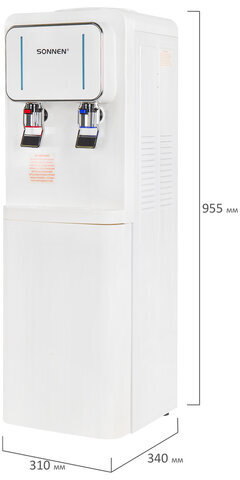 Кулер для воды SONNEN FSE-02Wc, напольный, НАГРЕВ/ОХЛАЖДЕНИЕ ЭЛЕКТРОННОЕ, шкаф, 2 крана, белый, 456167