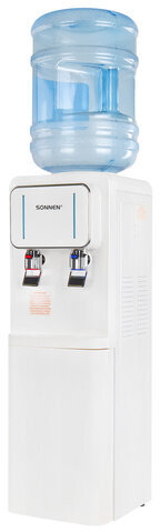 Кулер для воды SONNEN FSE-02Wc, напольный, НАГРЕВ/ОХЛАЖДЕНИЕ ЭЛЕКТРОННОЕ, шкаф, 2 крана, белый, 456167