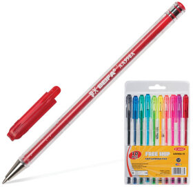 Ручки шариковые BEIFA (Бэйфа) НАБОР 10 шт., АССОРТИ, корпус с блестками, узел 1,2 мм, линия письма 1 мм, AA998A-10