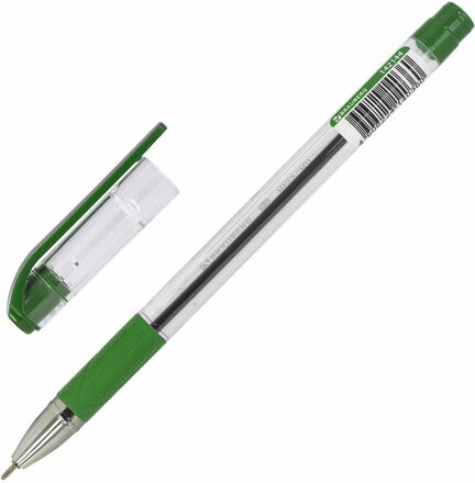 Ручка шариковая масляная с грипом BRAUBERG "Max-Oil", ЗЕЛЕНАЯ, игольчатый узел 0,7 мм, линия письма 0,35 мм, 142144