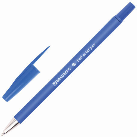Ручка шариковая BRAUBERG "Capital-X", СИНЯЯ, корпус soft-touch синий, узел 0,7 мм, линия письма 0,35 мм, 143341, BP253
