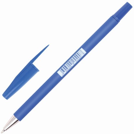 Ручка шариковая BRAUBERG "Capital-X", СИНЯЯ, корпус soft-touch синий, узел 0,7 мм, линия письма 0,35 мм, 143341, BP253