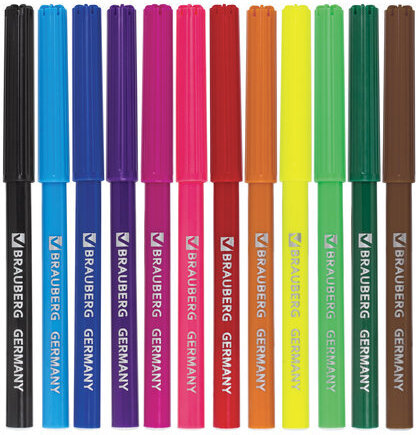 Фломастеры BRAUBERG "Rose Angel", 12 цветов, вентилируемый колпачок, картонная упаковка, увеличенный срок службы, 150556