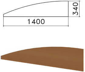 Экран - перегородка &quot;Монолит&quot;, 1400х16х340 мм, БЕЗ ФУРНИТУРЫ (код 640237), орех гварнери, ЭМ21.3