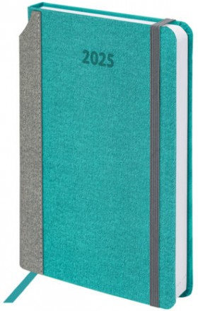 Ежедневник датированный 2025 А5 138x213 мм, BRAUBERG &quot;Mosaic&quot;, под кожу, карман для ручки, бирюза, 115837