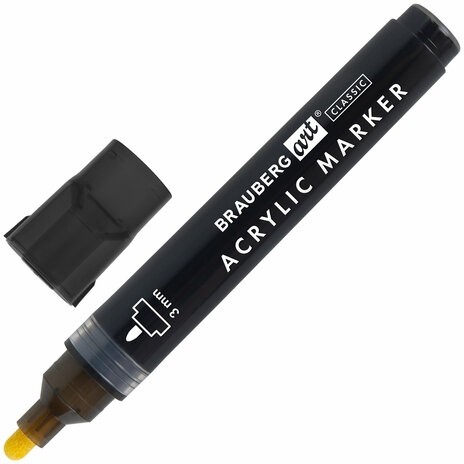 Маркеры акриловые для рисования и хобби, 2 цвета ЧЕРНЫЙ/БЕЛЫЙ, линия 3 мм, BRAUBERG ART, 152529