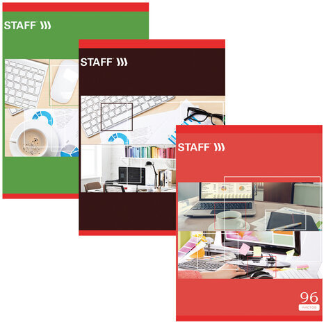 Тетрадь А4, 96 л., STAFF Basic скоба, клетка, офсет №2 ЭКОНОМ, обложка картон, "ОФИСНАЯ КЛАССИКА", 403073