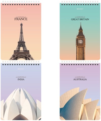 Блокнот А5 (146х206 мм), 80 л., гребень, картон, жесткая подложка, клетка, BRAUBERG, "Архитектура", 114382