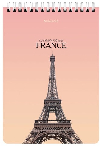 Блокнот А5 (146х206 мм), 80 л., гребень, картон, жесткая подложка, клетка, BRAUBERG, "Архитектура", 114382