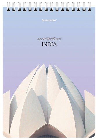 Блокнот А5 (146х206 мм), 80 л., гребень, картон, жесткая подложка, клетка, BRAUBERG, "Архитектура", 114382