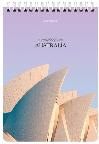 Блокнот А5 (146х206 мм), 80 л., гребень, картон, жесткая подложка, клетка, BRAUBERG, "Архитектура", 114382