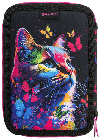 Пенал BRAUBERG, 2 отделения, полиэстер, 21х14 см, "Butterfly catcher", 272330