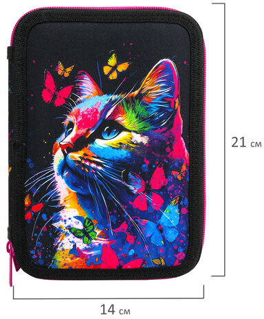 Пенал BRAUBERG, 2 отделения, полиэстер, 21х14 см, "Butterfly catcher", 272330