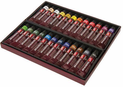 Краски масляные художественные BRAUBERG ART PREMIERE, 24 цв. по 12 мл, в тубах, 191457