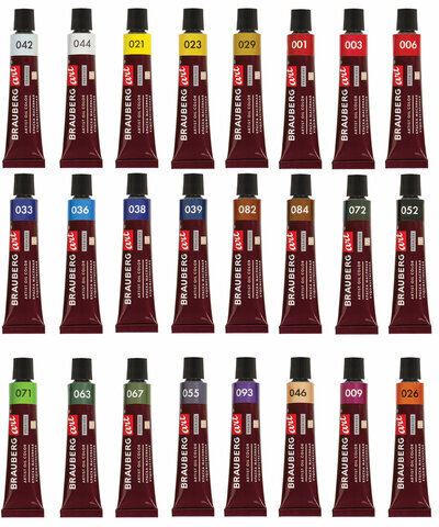 Краски масляные художественные BRAUBERG ART PREMIERE, 24 цв. по 12 мл, в тубах, 191457