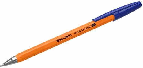 Ручки шариковые BRAUBERG "M-500 ORANGE", НАБОР 4 шт., СИНИЕ, узел 0,7 мм, линия письма 0,35 мм, 143950