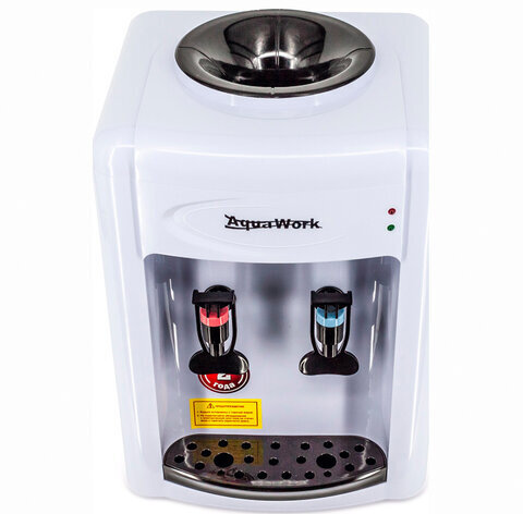 Кулер-водонагреватель БЕЗ ОХЛАЖДЕНИЯ, AQUA WORK 0.7-TKR, настольный, 2 крана, белый/черный, 24608