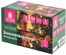 Электрогирлянда-нить комнатная &quot;Стандарт&quot; 10 м, 100 LED, мультицветная, 220V, контроллер, ЗОЛОТАЯ СКАЗКА, 591357