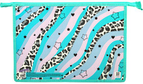 Папка для тетрадей ЮНЛАНДИЯ А4, 1 отделение, картон/пластик, блестки, на молнии, &quot;Trendsetter&quot;, 271443