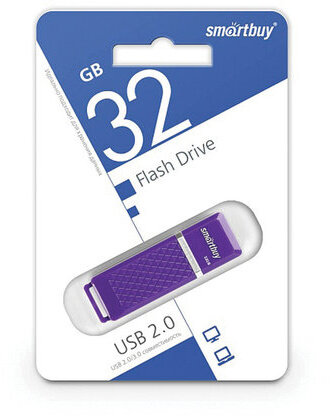Флеш-диск 32 GB, SMARTBUY Quartz, USB 2.0, фиолетовый, SB32GBQZ-V