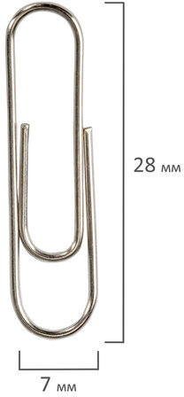 Скрепки STAFF "EVERYDAY", 28 мм, никелированные, 100 шт., в картонной коробке, 226758