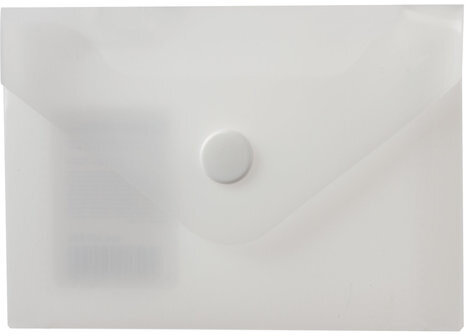 Папка-конверт с кнопкой МАЛОГО ФОРМАТА (74х105 мм), А7 (для визиток), матовая прозрачная, 0,18 мм BRAUBERG, 227325