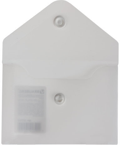 Папка-конверт с кнопкой МАЛОГО ФОРМАТА (74х105 мм), А7 (для визиток), матовая прозрачная, 0,18 мм BRAUBERG, 227325