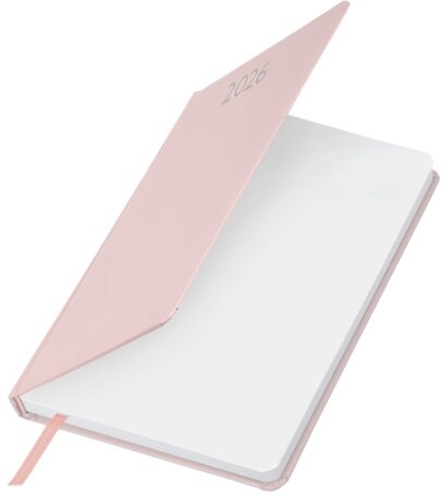 Ежедневник датированный 2026, А5, 138x213 мм, BRAUBERG "Profile", балакрон, светло-розовый, 117075
