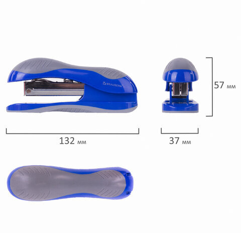 Степлер №24/6, 26/6 BRAUBERG "JET", до 25 листов, эргономичный, сине-серый, 229689