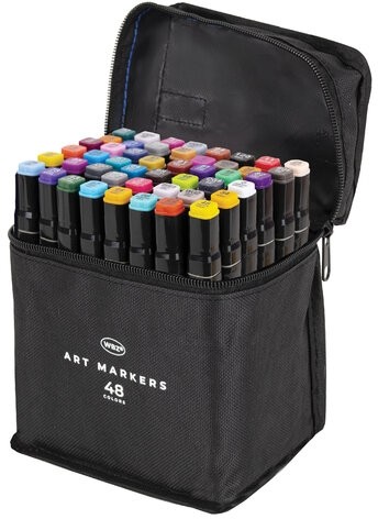 Маркеры для скетчинга двусторонние, НАБОР 48 шт., текстильный чехол, WBZ, 152573