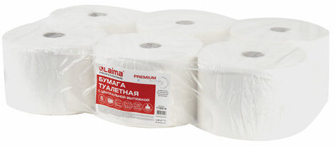 Бумага туалетная с центральной вытяжкой 207 м, LAIMA (Система T8) PREMIUM, 2-слойная, белая, КОМПЛЕКТ 6 рулонов, 112514