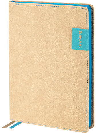 Ежедневник недатированный А5 (138х213 мм), BRAUBERG "AIM", под кожу, 136 л., бежевый, 113420