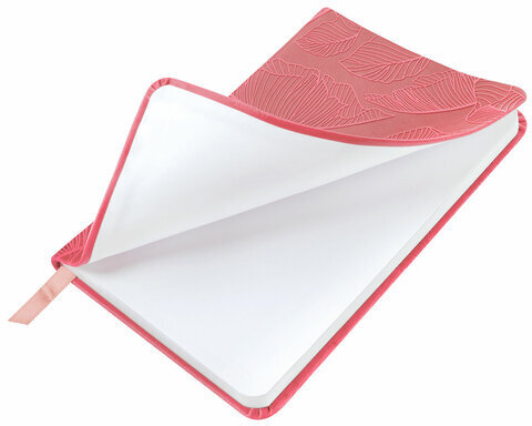 Еженедельник датированный 2023 МАЛЫЙ ФОРМАТ 95х155 мм А6, BRAUBERG "Foliage", под кожу, розовый, 113981