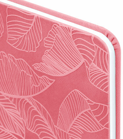 Еженедельник датированный 2023 МАЛЫЙ ФОРМАТ 95х155 мм А6, BRAUBERG "Foliage", под кожу, розовый, 113981