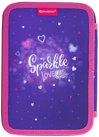 Пенал BRAUBERG, 2 отделения, полиэстер, 21х14 см, "Shining girl", 270726