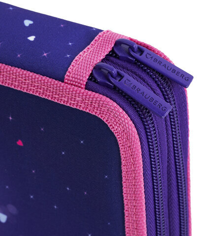 Пенал BRAUBERG, 2 отделения, полиэстер, 21х14 см, "Shining girl", 270726