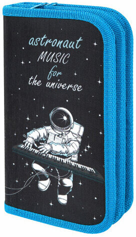 Пенал ЮНЛАНДИЯ, 2 отделения, полиэстер, 19х11 см, &quot;Space music&quot;, 271027