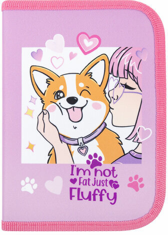 Пенал ПИФАГОР, 1 отделение, полиэстер, 19х13 см, "Fluffy akita", 272284
