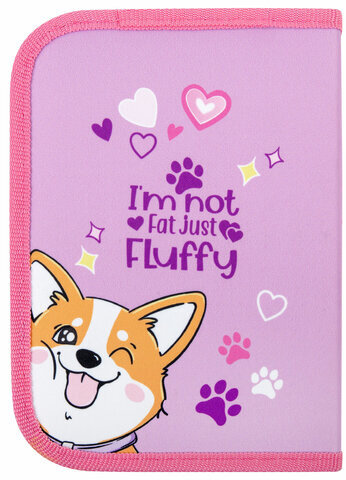 Пенал ПИФАГОР, 1 отделение, полиэстер, 19х13 см, "Fluffy akita", 272284
