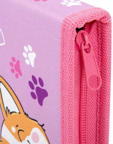 Пенал ПИФАГОР, 1 отделение, полиэстер, 19х13 см, "Fluffy akita", 272284