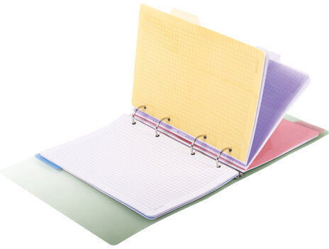 Тетрадь на кольцах А5 175х220 мм, 120 л., пластик, с разделителями, BRAUBERG, Зеленый, 404629